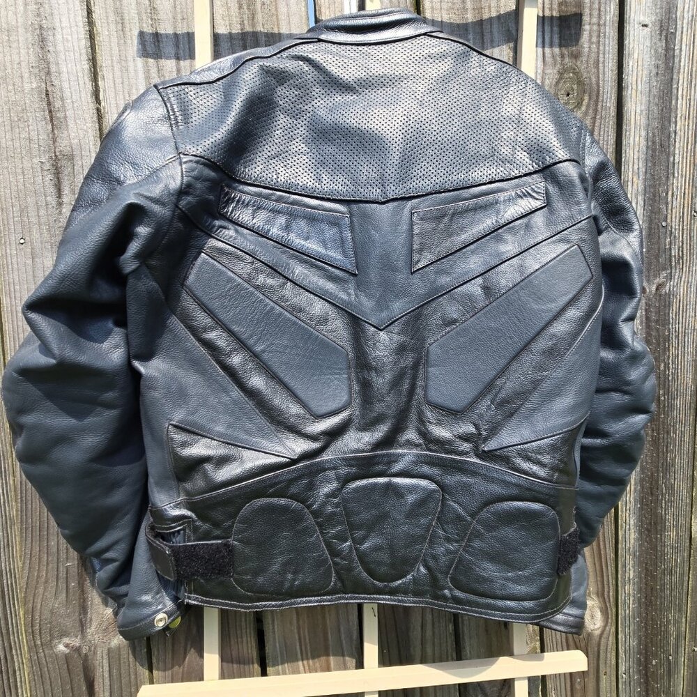 Echtes Leder Mens Leather Motorcycle Jacket Padded Genuine Moto Rider Biker 42 - Picture 5 of 14